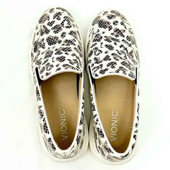 Vionic DINORA Leopard Print Grid Patent Platform Slip On Orthotic Sneakers - Picture 10 of 16